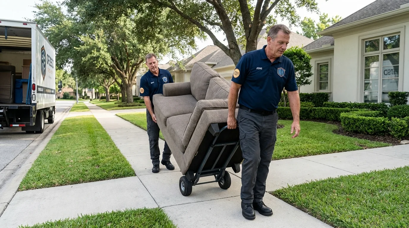 Local residential moving crew loading furniture in Queens Village, NY